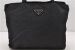 Authentic PRADA Nylon Tote Hand Bag Purse Black 0365D For Discount