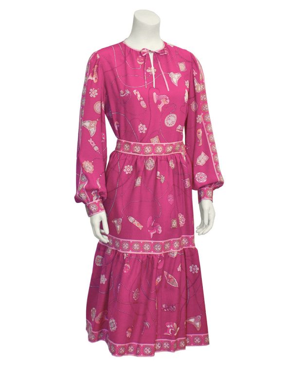 Pink Silk Wool Challis Set For Sale