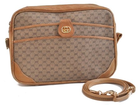 Auth GUCCI Micro GG PVC Leather Shoulder Cross Body Bag Purse Brown Junk 9571B Online Sale