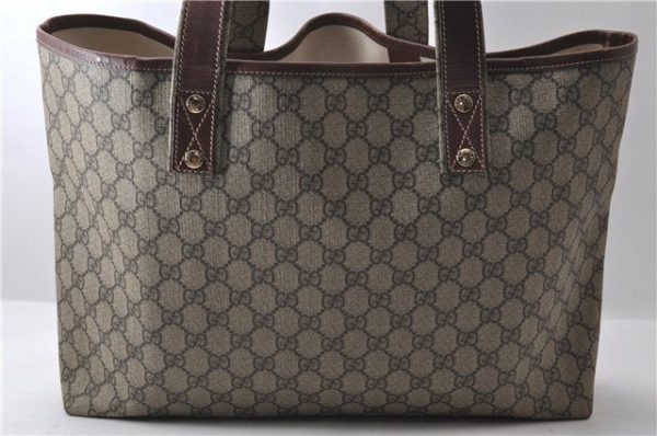 Auth GUCCI Web Sherry Line Shoulder Tote Bag GG PVC Leather 211134 Brown 1409D For Sale