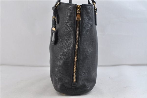 Authentic PRADA Leather Shoulder Tote Bag Black 1193D Fashion