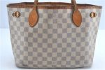 Authentic Louis Vuitton Damier Azur Neverfull PM Tote Bag N51110 LV G2571 For Sale