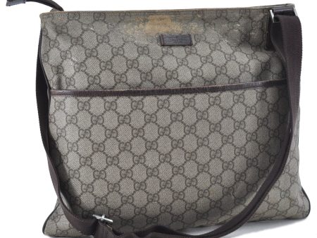 Authentic GUCCI Shoulder Cross Body Bag GG PVC Leather 141198 Brown G4680 Sale