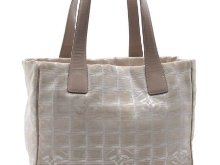 Authentic CHANEL New Travel Line Shoulder Tote Bag Nylon Leather Beige 7246B Online Sale