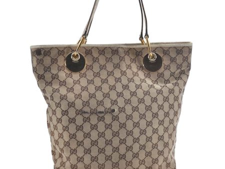 Authentic GUCCI Eclipse Shoulder Tote Bag GG Canvas Leather 120836 Brown G1860 Online now