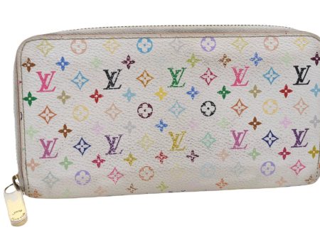 Auth LOUIS VUITTON Monogram Multicolor Zippy Wallet White Pink M60241 LV 6980B For Discount