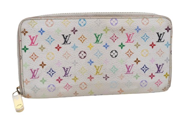 Auth LOUIS VUITTON Monogram Multicolor Zippy Wallet White Pink M60241 LV 6980B For Discount