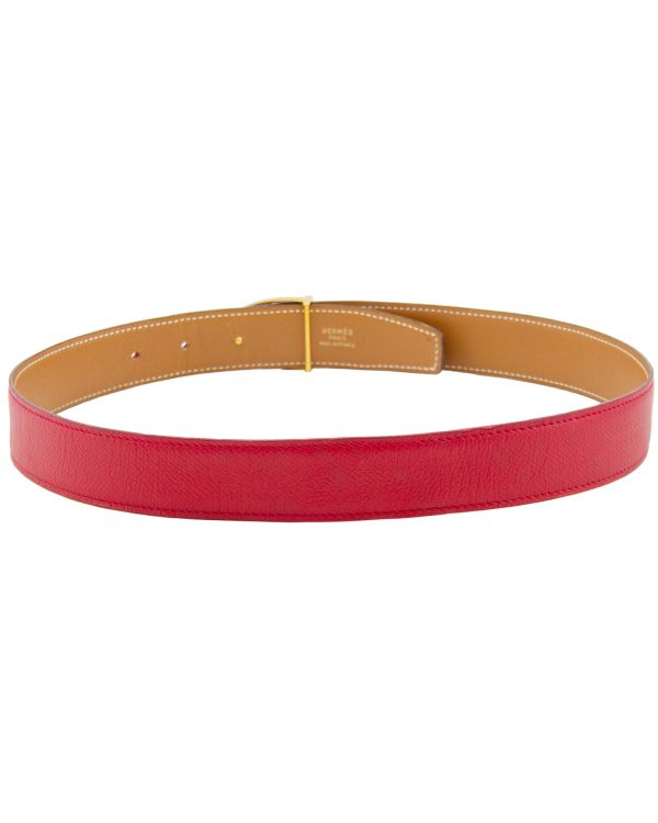 Red Leather Stirrup Buckle Belt Online now