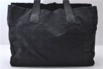 Authentic CHANEL New Travel Line Shoulder Tote Bag Nylon Leather Black 9934C Cheap