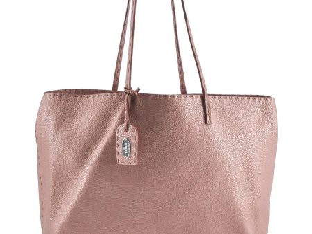 Authentic FENDI Selleria Shoulder Tote Bag Leather Pink Gold H9072 Online