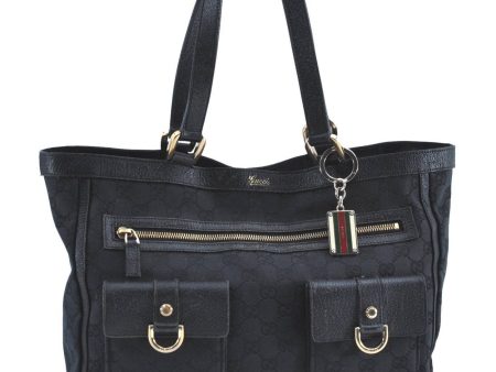 Authentic GUCCI Abbey Shoulder Tote Bag GG Canvas Leather 146247 Black H9338 Online Hot Sale