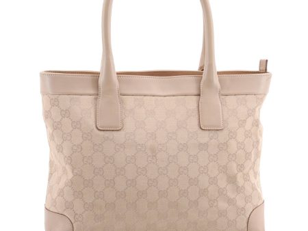 Authentic GUCCI Shoulder Tote Bag GG Canvas Leather 33890 Beige 8785B Online