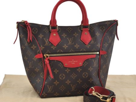 Auth LOUIS VUITTON Monogram Tournelle PM 2Way Shoulder Tote Bag M44027 Red 3255B For Sale