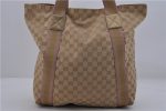 Authentic GUCCI Vintage Shoulder Tote Bag GG Canvas Leather 189669 Beige 1921D For Discount