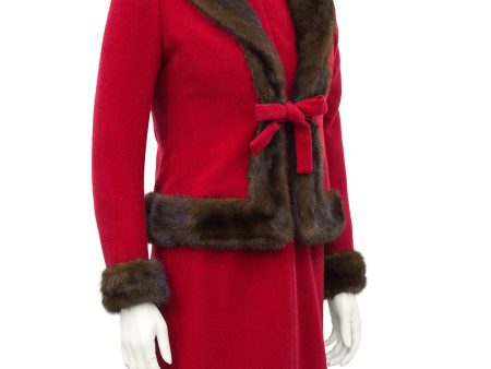 Red Wool Haute Couture Ensemble with Mink Trim Discount