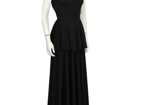 Black Jersey Gown With Peplum Online now