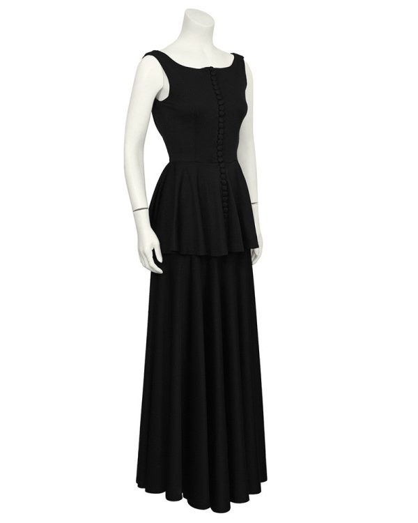 Black Jersey Gown With Peplum Online now