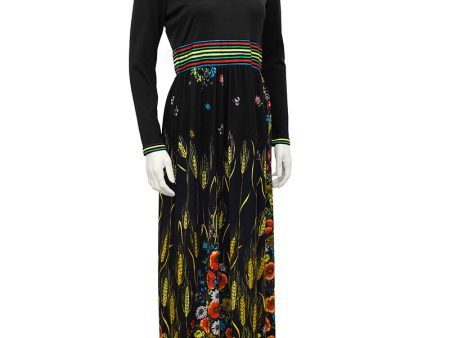 Black Long Maxi Dress with Floral Print Online Sale