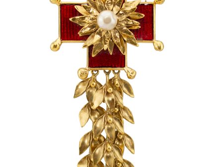 Red and Gold Maltese Cross Pin Pendant Online