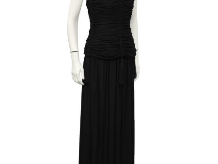 Black Jersey 2 PC Gown With Tassels Cheap