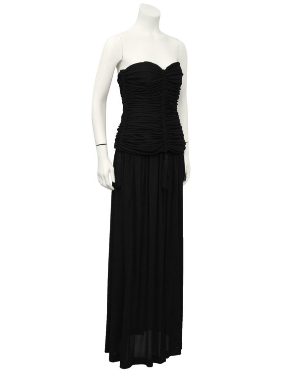 Black Jersey 2 PC Gown With Tassels Cheap