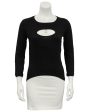 Black Long Sleeve Top with Cut Out and Coin Detail For Sale