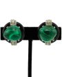 Faux Emerald  Cabochon Clip Earrings Hot on Sale