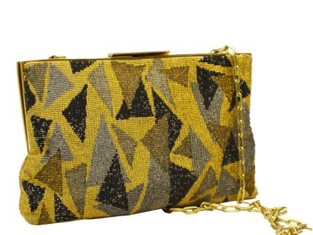 Gold Cut Steel Evening Bag Hot on Sale