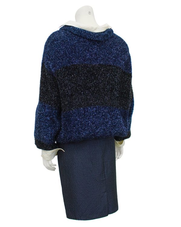 Navy Fuzzy Lurex Top and Skirt Online now