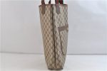 Authentic GUCCI Web Sherry Line Shoulder Tote Bag GG PVC Leather Brown 0980D Supply