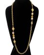 Gold Tone Chain Link Necklace with Rhinestone and Pearl Details Sale