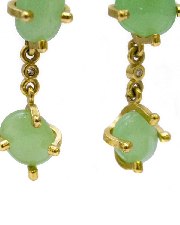 Long Gold Tone and Sea Foam Clip back Green Earrings Online