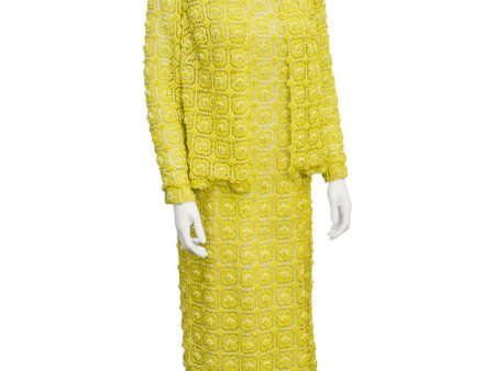 Yellow crochet & beaded evening gown and jacket Fashion