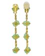 Long Gold Tone and Sea Foam Clip back Green Earrings Online