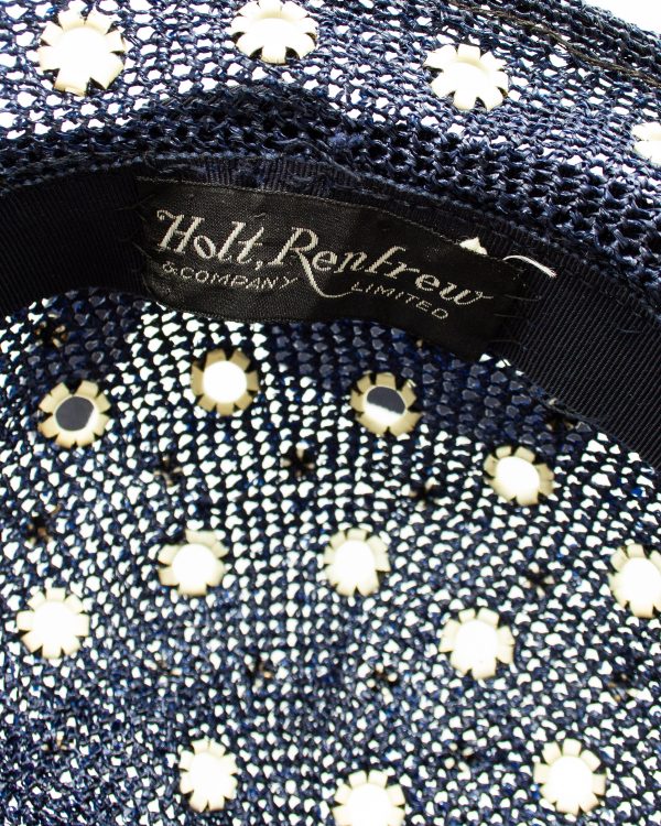 Navy Blue Hat with White Grommets Online now