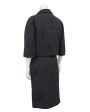 Charcoal Gray Balenciaga Skirt Suit With Oversized Jewelled Buttons Online Sale