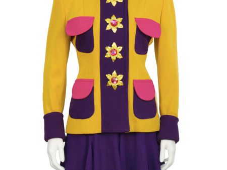 Yellow Skirt Suit with Mutli Color Details Online now