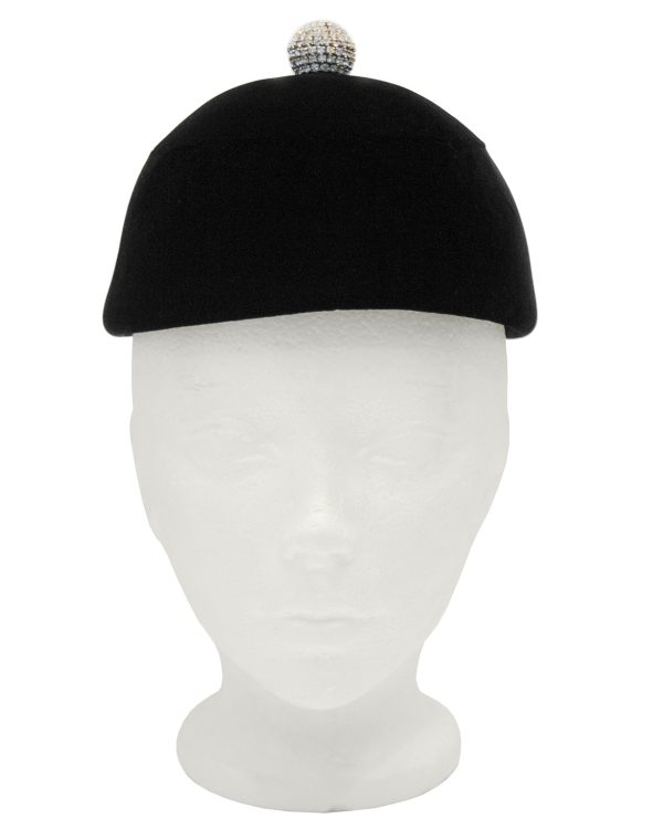 Black Velvet Hat with Rhinestone Detail Discount