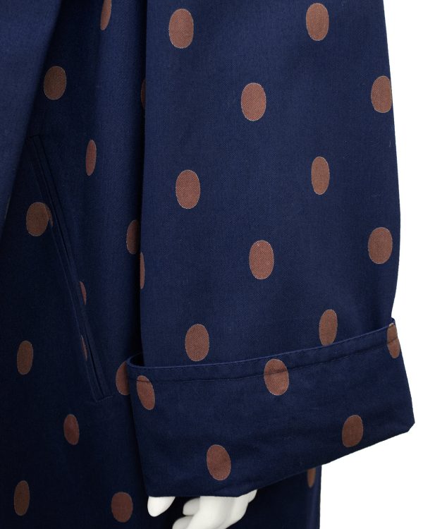 Navy and Brown Polka Dot Spring Weight Coat Supply