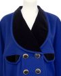 Blue and Black Double Breasted Cocoon Coat For Cheap