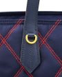 Navy Blue and Red Quilted Tessuto Impunto Tote Bag For Cheap