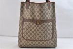 Authentic GUCCI Web Sherry Line Shoulder Tote Bag GG PVC Leather Brown 0980D Supply