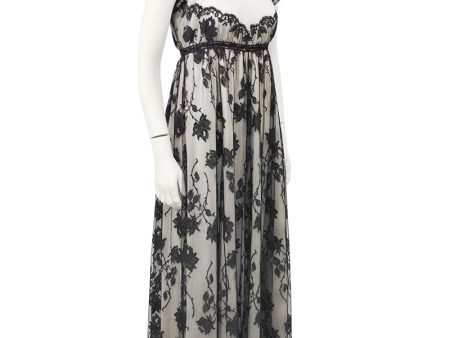 Cream Gown with Black Lace Overlay Discount