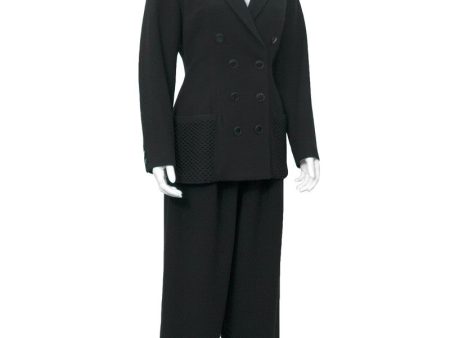 Black Wool Suit with Net pockets Discount