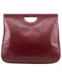 1979 Maroon Leather Cut Out Handle Shopper Tote For Cheap