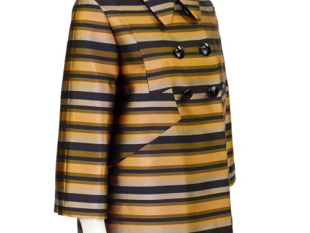 Stripe Silk Double Breasted Coat on Sale