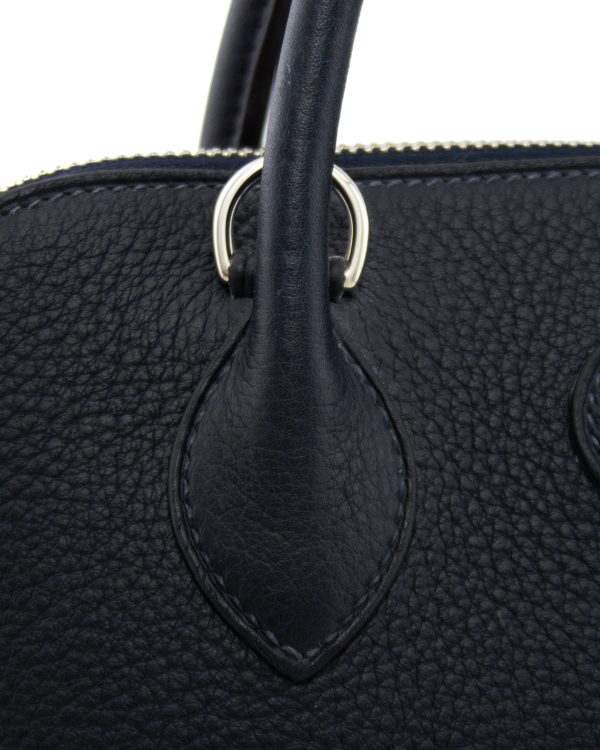 2008 31cm Hermès Navy Blue Clemence Bolide Bag Discount