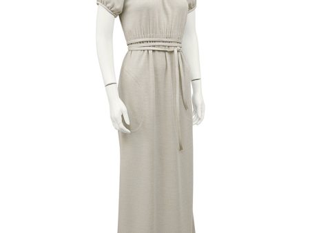 Cream Wool Jersey Gown With Leather Trim Online Sale