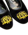 Black Velvet crested Ballet Slippers Hot on Sale