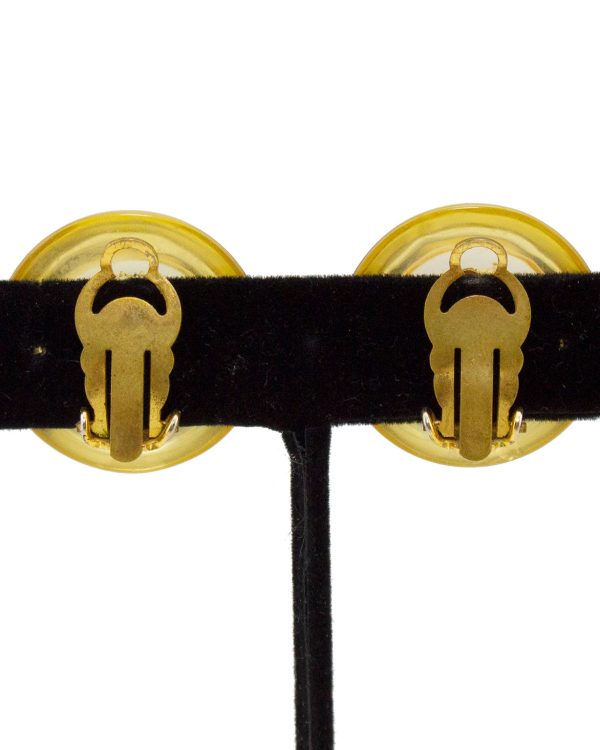 Lucite Clip Earrings With Gold CC Logo Online Hot Sale